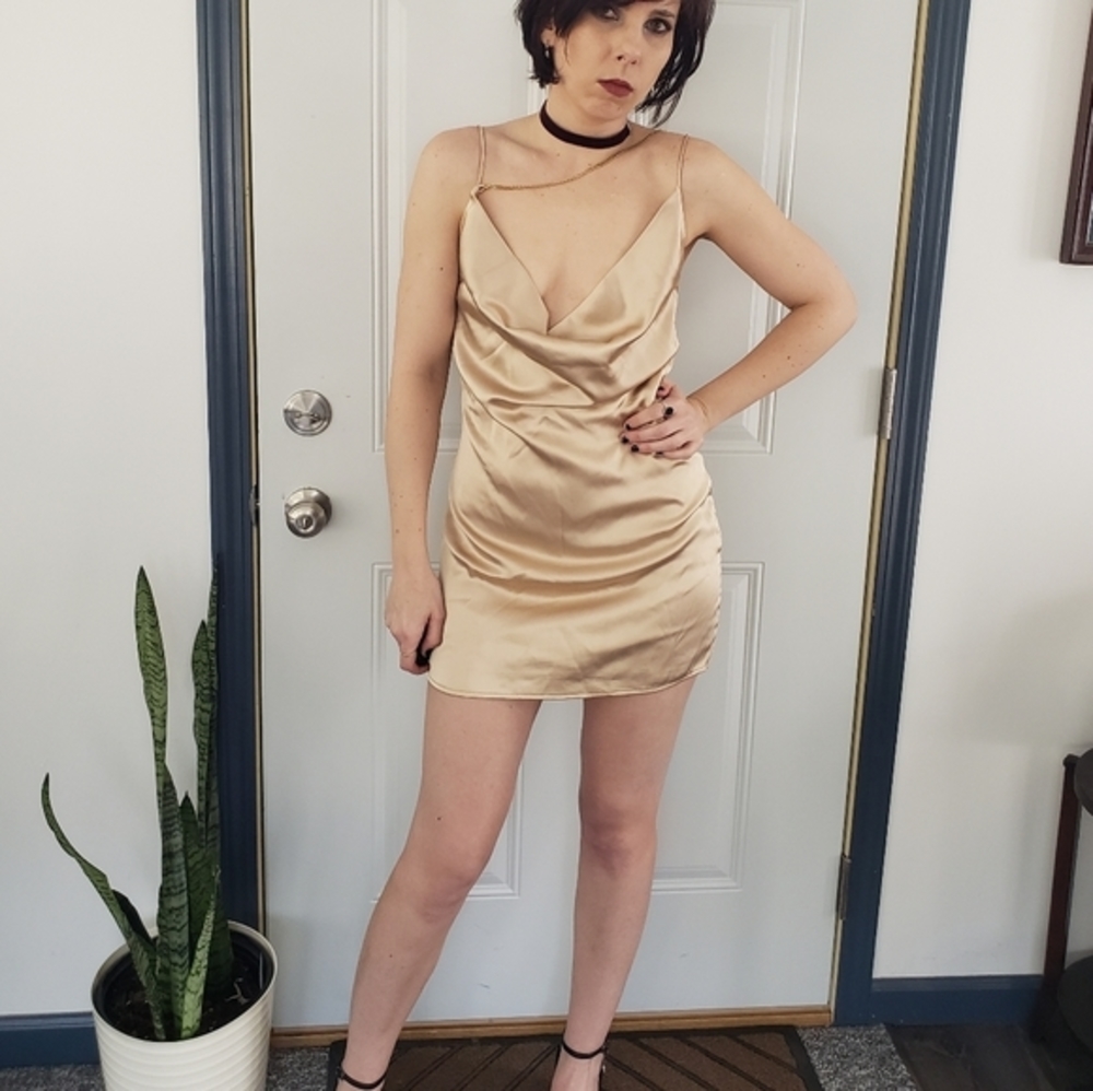NWT Superdown Gold Satin Micro Minidress‎
